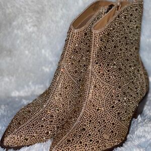 New Gold Oviedo Rhinestone Western Booties